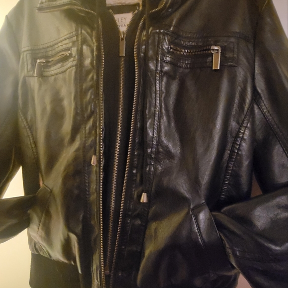 Girls Ashley Outwear Black Leather Jacket - Picture 1 of 16